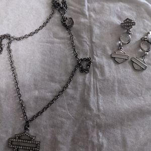 Harley Davidson necklace and earrings set